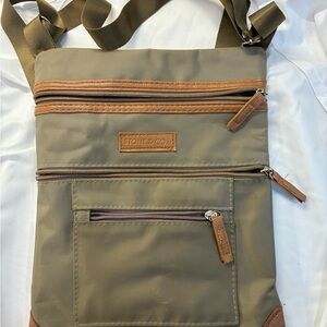 SOLD  Stone & Co. Olive Green Crossbody Messenger with Brown Accents